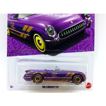 '55 Chevrolet Corvette purple chrome - Hot Wheels Long Card